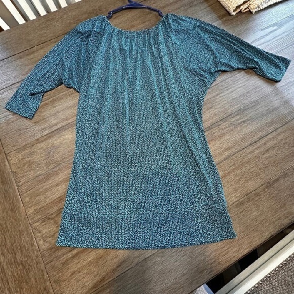 New York & Company Business Casual Comfortable Stretchy Blouse, Womens M, Teal